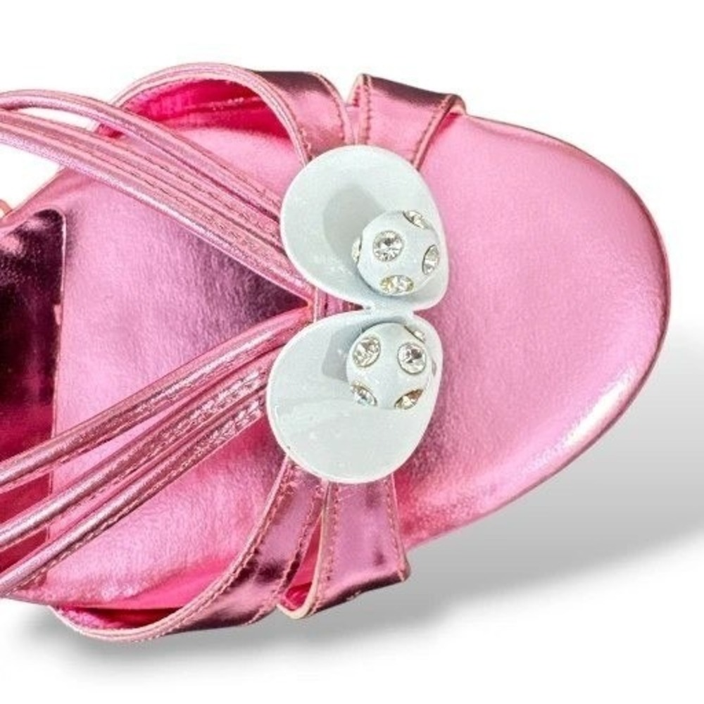 Michel Perry Laminato Rosa EU 38/US 8 Sandals Designer Made in Italy Pink NIB - Picture 3 of 5